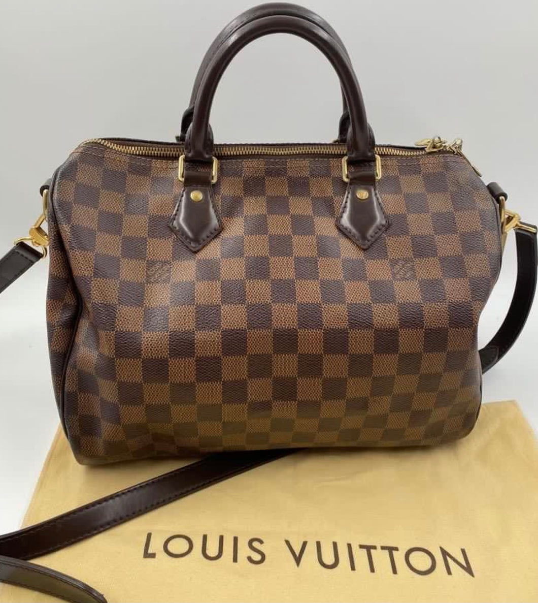 Authentic Louis Vuitton Damier Ebene Speedy 30 Bandouliere – Luxe